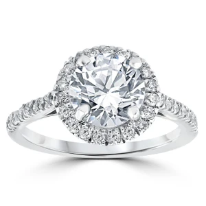 Certified 2 1/3Ct Round Diamond Halo Engagement Ring 14k White Gold Lab Grown (G-H, VS2-SI1)