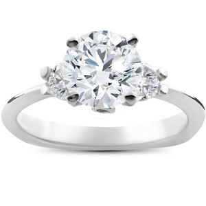 1 3/8ct 3 Stone Diamond Solitaire Engagement Ring 14K White Gold Lab Grown (F-G, VS)