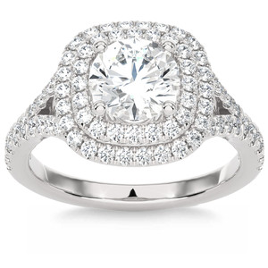 Certified 2 1/5Ct Cushion Halo Diamond Engagement Ring 14k Gold Lab Grown (G-H, VS)