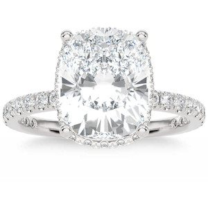 Certified 4.50Ct Cushion Diamond Engagement Ring Hidden Halo 14k Lab Grown (G-H, VS2-SI1)