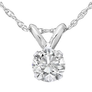 1/2ct Solitaire Diamond Pendant Necklace 14K White Gold (J-K, I2-I3)