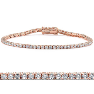 3 Ct Lab Grown Diamond Tennis Bracelet 7" 14k Rose Gold (G-H, VS)