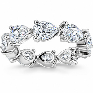 5CT Pear Shape Diamond Eternity Ring Horizontal Wedding Band 14k Gold Lab Grown (G-H, VS2-SI1)