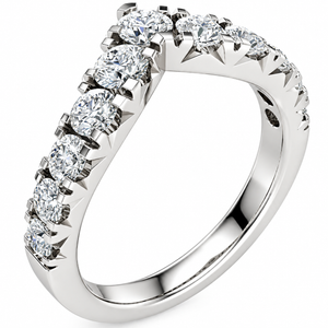 1ct TW Graduated Diamond Wedding Curved Contour Ring 14k Gold Lab Grown (G-H, VS2-SI1)