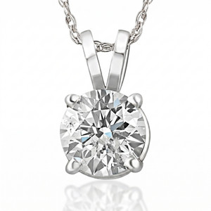.90 Carat Solitaire Pendant Natural Diamond 14K White Gold Womens Necklace (H-I, I2-I3)