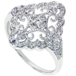 1/5ct Vintage Diamond Ring 10K White Gold (G-H, I2-I3)