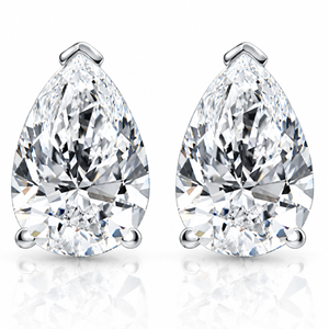 2 Ct Lab Grown Pear Shape Diamond Studs 14k White Gold Earrings (G-H, VS)