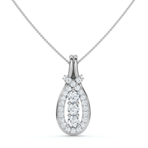 1/2ct Love Knot Diamond Three Stone White Gold Pendant (G-H, VS)