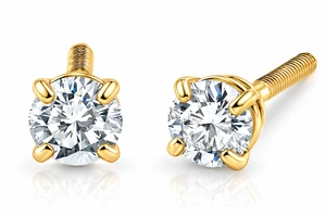 1/4 Ct Diamond Screw Back Studs 14k Yellow Gold Lab Grown Eco Friendly (G-H, SI)