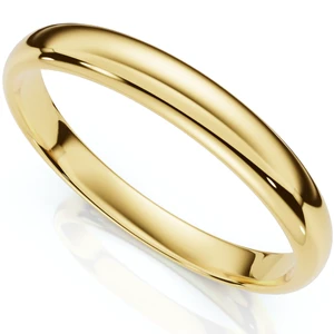 3mm Wide High Polished Dome Wedding Band Solid 14K Yellow Gold Ring