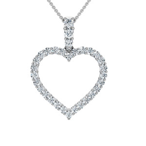 1ct Diamond Heart Pendant 14K White Gold Necklace (G-H, I1)