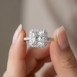 Certified 3.80Ct Princess Cut Halo Diamond Engagement Ring 14k White Gold (G-H, VS2-SI1)