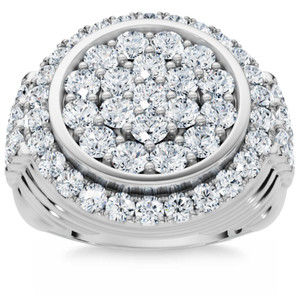 3Ct Diamond Ring Mens Round Flashy Polished Wedding Band in White or Yellow Gold (G-H, I1)
