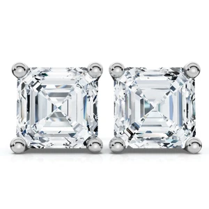 2.04Ct Asscher Cut Diamond Studs 14k White Gold Lab Grown Earrings (H-I, VS)