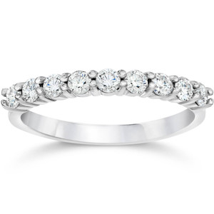 1/2ct Diamond Wedding Ring Half Eternity Wedding Band 14K White Gold (I-J, I2-I3)