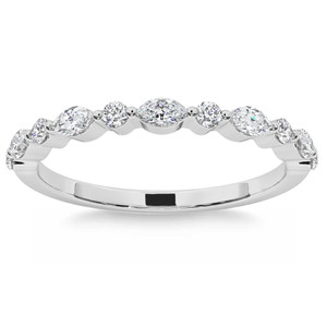 1/2Ct Marquise Cut Wedding Ring Anniversary Band 14k Gold Lab Grown (G-H, VS2-SI1)