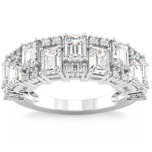 3Ct Emerald Cut Wedding Ring Anniversary Band 14k Gold Lab Grown (G-H, VS2-SI1)