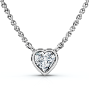 3/8 - 3 Ct Heart Shape Diamond Bezel Pendant 14k Gold Necklace Lab Grown (G-H, VS2-SI1)