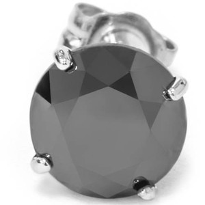 1/2 - 3 Ct Single Black Diamond Stud in 14k Gold Earring (Black, I2-I3)
