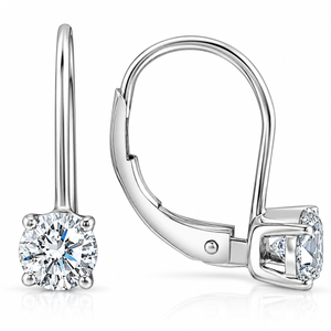 1 - 4 Ct Hoop Lever Back Diamond Studs Women's 14k Gold Earrings Lab Grown (G-H, VS2-SI1)
