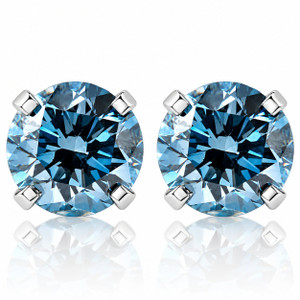 1 - 4 Ct Blue Diamond Studs in 14k Gold Lab Grown (Blue, VS2-SI1)