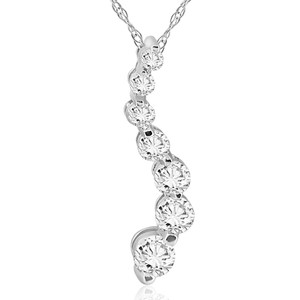 1/2ct Real Diamond Journey Pendant Necklace 14K White Gold (G-H, I2-I3)