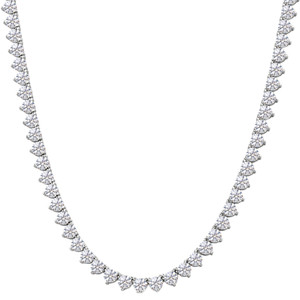 26Ct Diamond Tennis Necklace 3-Prong 14k White Gold 18" Lab Grown (G-H, VS)