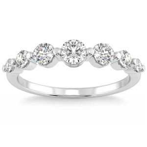 1 1/2Ct Diamond Single Prong Graduated Wedding Ring 14k Gold Band Lab Grown (G-H, VS2-SI1)