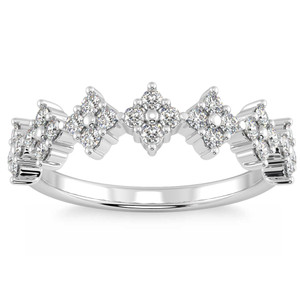 1/2Ct TW Round Cut Diamond Wedding Ring 14k Gold Stackable Band Lab Grown (G-H, VS2-SI1)