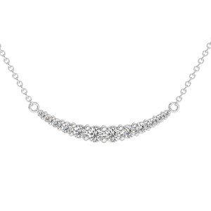 1/2Ct TW Diamond Graduated Bar Necklace 14k Gold Lab Grown Pendant 28mm (G-H, VS)