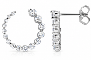 1 1/2Ct Graduated Diamond Circle Earrings 14k Gold Journey Studs Lab Grown (G-H, VS)