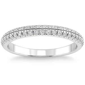 1/2Ct Pave Diamond Wedding Ring 14k Gold Stackable Band Lab Grown (F-G, VS)