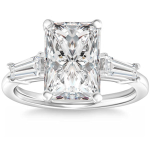 Certified 4.75Ct Radiant Cut Baguette Diamond Engagement Ring 14k Gold Lab Grown (G-H, VS)