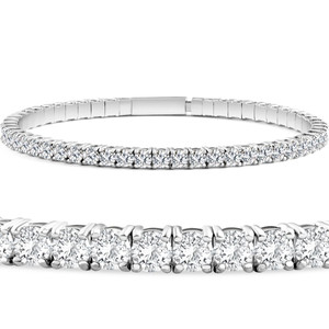 2 - 10Ct TW Flexible Diamond Bangle Tennis Bracelet Lab Grown 14k Gold (F-G, VS)