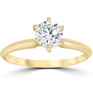 14k Yellow Gold 3/4ct Round Solitaire Diamond Engagement Ring (G-H, I1)