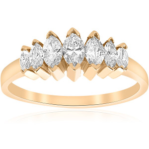 14k Yellow Gold 3/4ct Marquise Diamond Wedding Anniversary Ring Womens Band (G-H, SI)