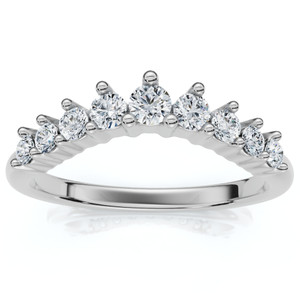 3/8Ct Diamond Contour Wedding Guard Ring Womens Band 14k Gold Lab Grown (F-G, VS2-SI1)