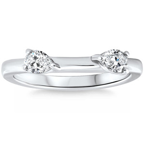 1/2Ct Pear Shape Diamond Contour Wedding Guard Ring 14k Gold Lab Grown (F-G, VS2-SI1)