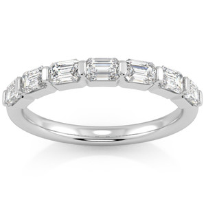 1 Ct Emerald Cut Diamond East To West Wedding Stackable Ring 14k Gold Lab Grown (F-G, VS)