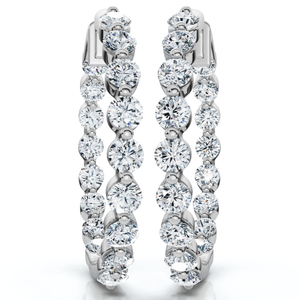 1 - 5 Ct Single Prong Diamond Hoops 14k Gold Lab Grown Women's Earrings 1.25" (F-G, VS)
