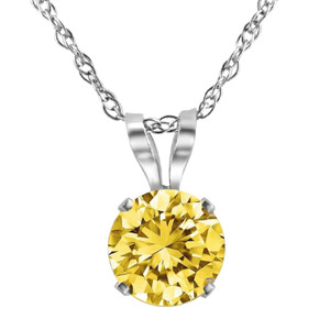 .20 - .50Ct Yellow Diamond Solitaire Pendant 14k Gold Lab Grown 18" Necklace