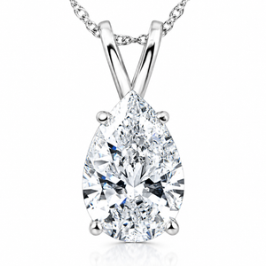 Certified 2 Ct Pear Shape Lab Grown Diamond Pendant 14k White Gold Necklace (F-G, VS)