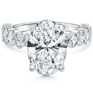 Certified 6Ct Oval Diamond Side Stone Engagement 14k White Gold Lab Grown (I-J, VS)