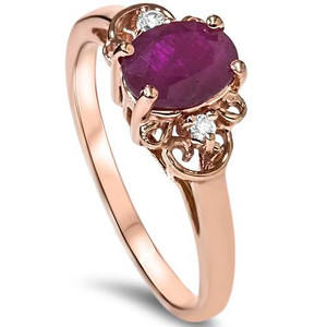 3/4ct Ruby & Diamond Vintage Filigree Ring 14K Rose Gold (G-H, I1)
