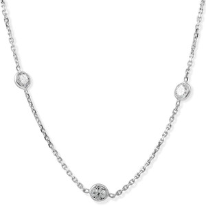 2Ct T.W. Round-Cut Natural Diamond Bezel Station 18" Necklace 14k White Gold (G-H, I1)