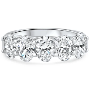1.50 - 7.50Ct Oval Shape Diamond 5-Stone Wedding Ring Gold or Platinum Lab Grown (F-G, VS2-SI1)