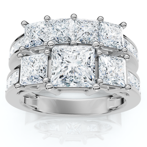 3 1/2ct Princess Cut Diamond Engagement Ring Wedding Set 14K White Gold (G-H, I1)