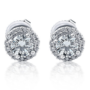 Halo Diamond Studs 1/2 Carat 10K White Gold 6mm (F-G, SI)