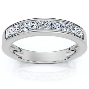 1/2Ct Princess Cut Diamond Wedding Ring 14k Gold Channel Set Lab Grown (F-G, VS)