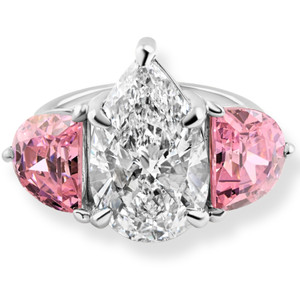 Certified 15.40Ct Pear Shape Diamond Pink Topaz Engagement Ring Gold Lab Grown (G-H, SI)